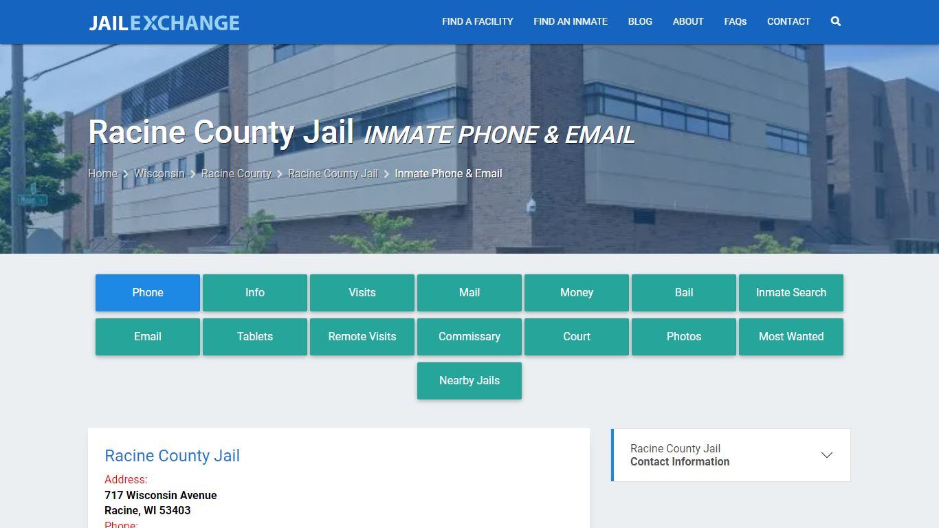Inmate Phone - Racine County Jail, WI - Jail Exchange